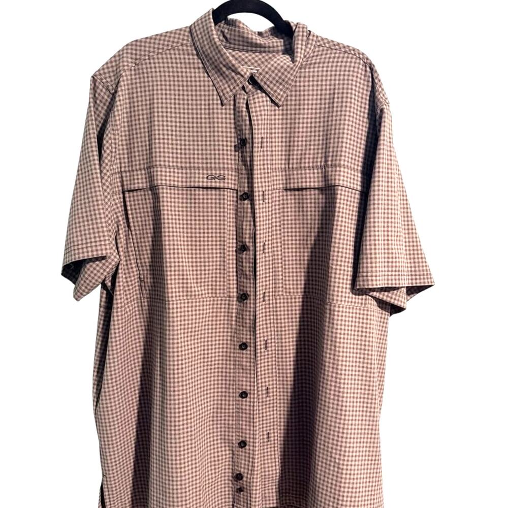 GameGuard Outdoors Mens Gray Cream Check Button Up Shirt 2XL